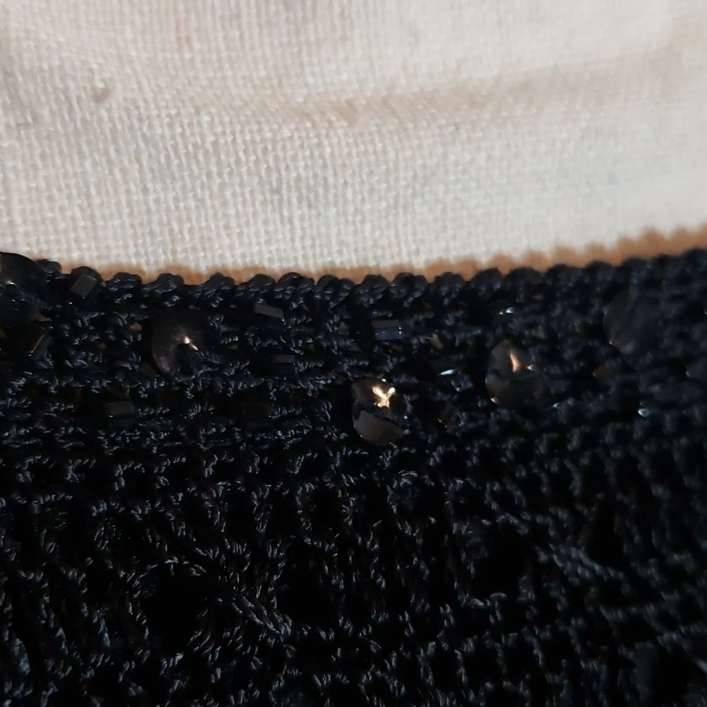 Emma James Black Knit Top Lined Sequins Elegant NWOT